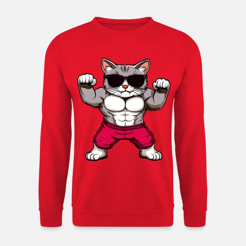 Fitness Katzen - Unisex Pullover - Rot
