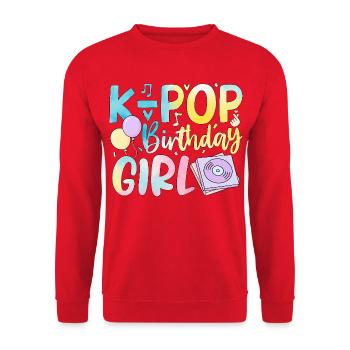 K-Pop Birthday Girl - Unisex Sweatshirt - red - Front - Alina (178cm) & Michal (187cm)