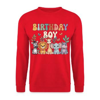 Tiere Zoo Party Dschungel Zoo Geburtstagsjunge - Unisex Pullover - Rot - Vorne - Alina (178cm) & Michal (187cm)