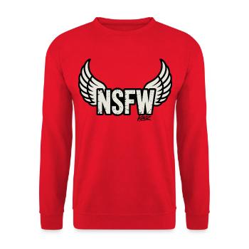 NSFW Wings Crest - Unisex Sweatshirt - red - Front - Alina (178cm) & Michal (187cm)