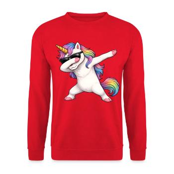 Dabbing Licorne - Sweat-shirt Unisexe - rouge - Devant - Alina (178cm) & Michal (187cm)