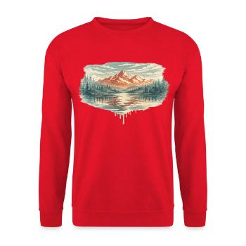 Pastel Mountain Lake - Unisex Sweatshirt - red - Front - Alina (178cm) & Michal (187cm)
