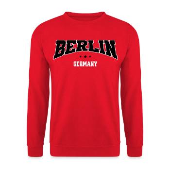 Berlin Germany Lettering College Style - Unisex Sweatshirt - red - Front - Alina (178cm) & Michal (187cm)