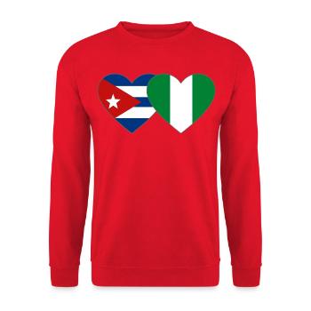 Kuba Nigeria Flagge Herzflagge - Unisex Pullover - Rot - Vorne - Alina (178cm) & Michal (187cm)