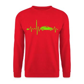 Voiture électrique avec Heartbeat Eauto rétro E-car - Sweat-shirt Unisexe - rouge - Devant - Alina (178cm) & Michal (187cm)