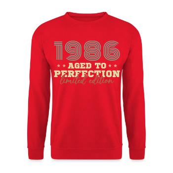 1986 Vintage Retro Geburtstagsgeschenk - Unisex Pullover - Rot - Vorne - Alina (178cm) & Michal (187cm)