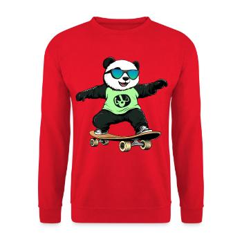 Panda Skateboard - Unisex Sweatshirt - red - Front - Alina (178cm) & Michal (187cm)