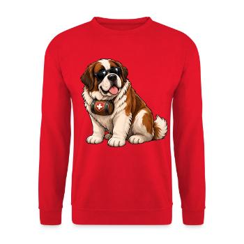 Saint Bernard - Unisex Sweatshirt - red - Front - Alina (178cm) & Michal (187cm)