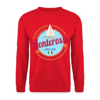 Monterosso Cinque Terre La Spezia Italien Souvenir - Unisex Pullover - Rot - Vorne - Alina (178cm) & Michal (187cm)