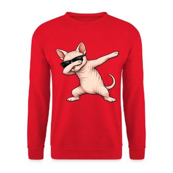 Dabbing Sphynx Katze - Unisex Pullover - Rot - Vorne - Alina (178cm) & Michal (187cm)