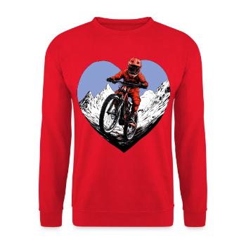 Mountain Bike Love - Unisex Sweatshirt - red - Front - Alina (178cm) & Michal (187cm)