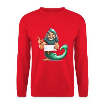 Sea hero with beard and fin - Unisex Sweatshirt - red - Front - Alina (178cm) & Michal (187cm)