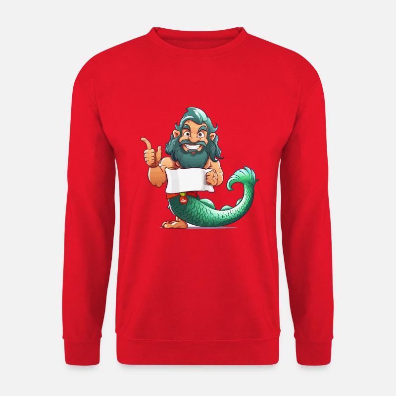 Meerheld mit Bart und Flosse - Unisex Pullover - Rot