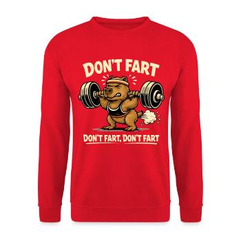 Capybara de la salle de sport drôle - Ne pète pas - Haltérophilie - Sweat-shirt Unisexe - rouge - Devant - Alina (178cm) & Michal (187cm)