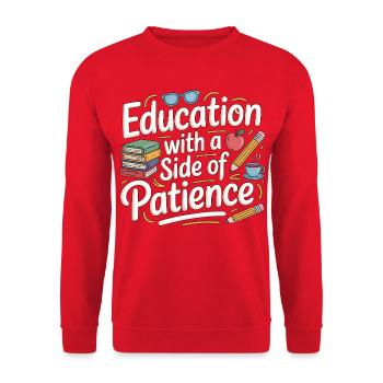 School Teacher Education With A Teaching Career - Unisex Sweatshirt - red - Front - Alina (178cm) & Michal (187cm)