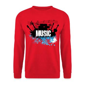 Music Splash Grunge-Typografie - Unisex Pullover - Rot - Vorne - Alina (178cm) & Michal (187cm)