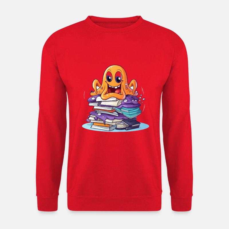 Learning octopus with stack of books - Unisex Sweatshirt - red