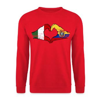 Italien Ecuador Flagge Herz used - Unisex Pullover - Rot - Vorne - Alina (178cm) & Michal (187cm)