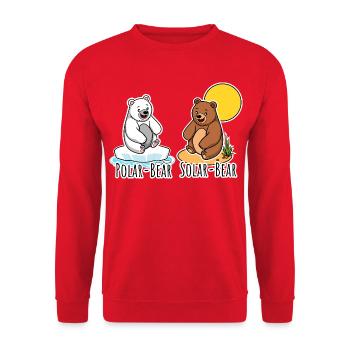 Polar Bear and Solar Bear are best Friends! - Unisex Sweatshirt - red - Front - Alina (178cm) & Michal (187cm)