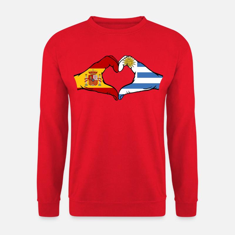Spanien Uruguay Flagge Herz - Unisex Pullover - Rot
