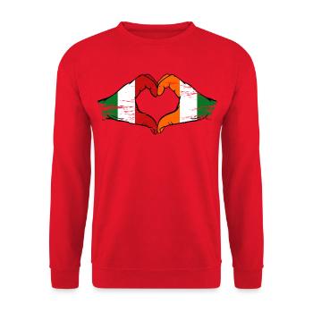 Italie Côte d’Ivoire Drapeau Cœur - Sweat-shirt Unisexe - rouge - Devant - Alina (178cm) & Michal (187cm)