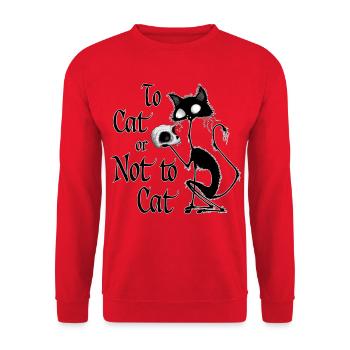 "To Cat or Not To Cat" Funny Cat Hamlet meme  - Unisex Sweatshirt - red - Front - Alina (178cm) & Michal (187cm)