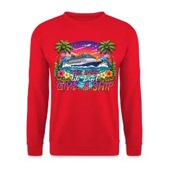 Familienurlaub auf Kreuzfahrt Wir geben kein Schiff - Unisex Pullover - Rot - Vorne - Alina (178cm) & Michal (187cm)