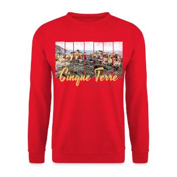 Cinque Terre Corniglia Riomaggiore Italien Vintage - Unisex Pullover - Rot - Vorne - Alina (178cm) & Michal (187cm)