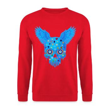 Skull with gems and wings t-shirt design. - Unisex Sweatshirt - red - Front - Alina (178cm) & Michal (187cm)