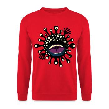 BAKTERIEN - Unisex Pullover - Rot - Vorne - Alina (178cm) & Michal (187cm)