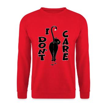 "I DON'T CARE" Black Cat Meme Walking away - Unisex Sweatshirt - red - Front - Alina (178cm) & Michal (187cm)