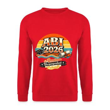 Abitur 2026 Abenteuer Zukunft - Unisex Pullover - Rot - Vorne - Alina (178cm) & Michal (187cm)