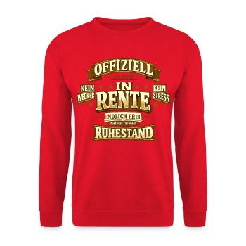 Offiziell ab 2026 in Rente endlich frei - Unisex Pullover - Rot - Vorne - Alina (178cm) & Michal (187cm)
