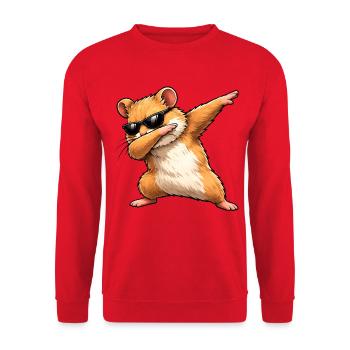 Dabbing Goldhamster - Unisex Pullover - Rot - Vorne - Alina (178cm) & Michal (187cm)