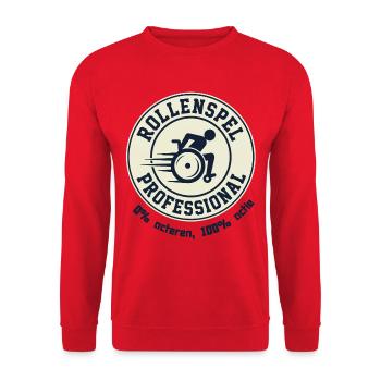 Rollenspiel für echte Rollstuhlfahrer # - Unisex Pullover - Rot - Vorne - Alina (178cm) & Michal (187cm)