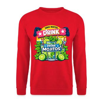 Sauvez l'eau, buvez Mojitos - Sweat-shirt Unisexe - rouge - Devant - Alina (178cm) & Michal (187cm)