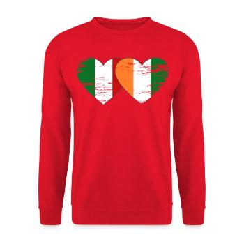 Drapeau Italien de Côte d’Ivoire Cœur utilisé - Sweat-shirt Unisexe - rouge - Devant - Alina (178cm) & Michal (187cm)