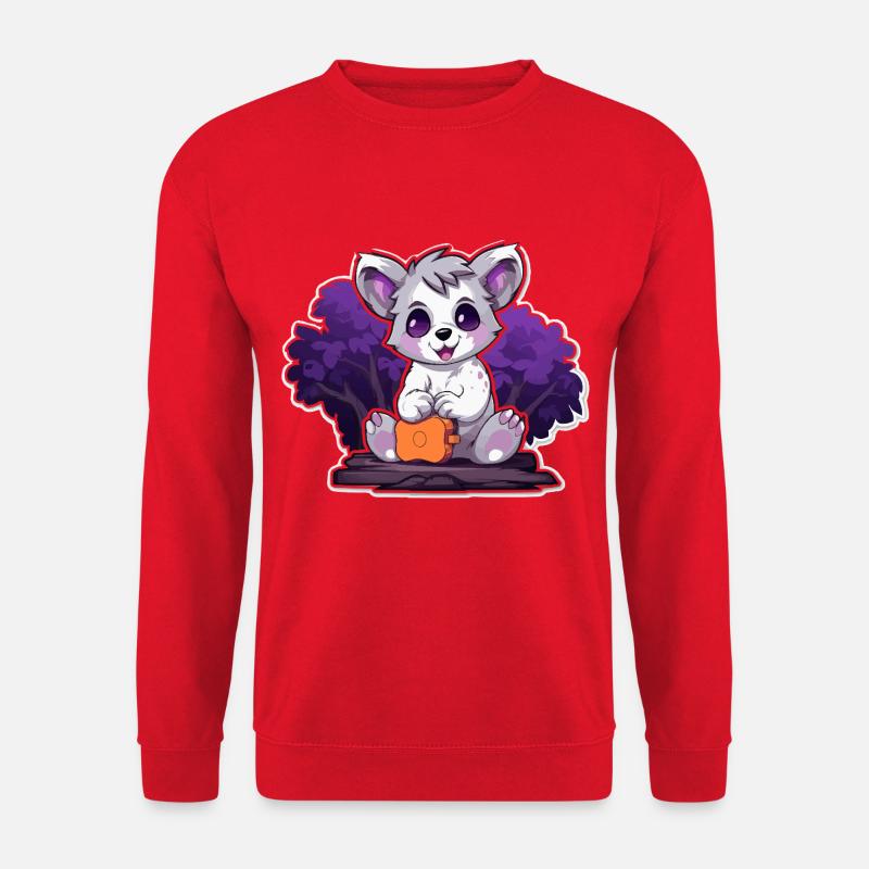 Kuschelpanda im Lila Busch - Unisex Pullover - Rot