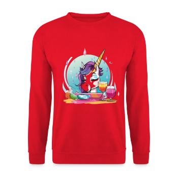 Licorne colorée dans une tasse de fête - Sweat-shirt Unisexe - rouge - Devant - Alina (178cm) & Michal (187cm)