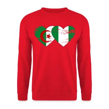 Drapeau Algérie Nigéria Cœur utilisé - Sweat-shirt Unisexe - rouge - Devant - Alina (178cm) & Michal (187cm)