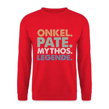 Onkel Patr Mythos & Legende T-Shirt  Lustiges Gift - Unisex Pullover - Rot - Vorne - Alina (178cm) & Michal (187cm)
