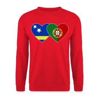 Curaçao_Portugal_Flagge_Herz - Sweat-shirt Unisexe - rouge - Devant - Alina (178cm) & Michal (187cm)