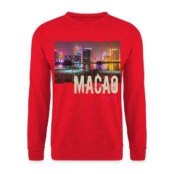 Macao in China Skyline Vintage Souvenir - Unisex Pullover - Rot - Vorne - Alina (178cm) & Michal (187cm)