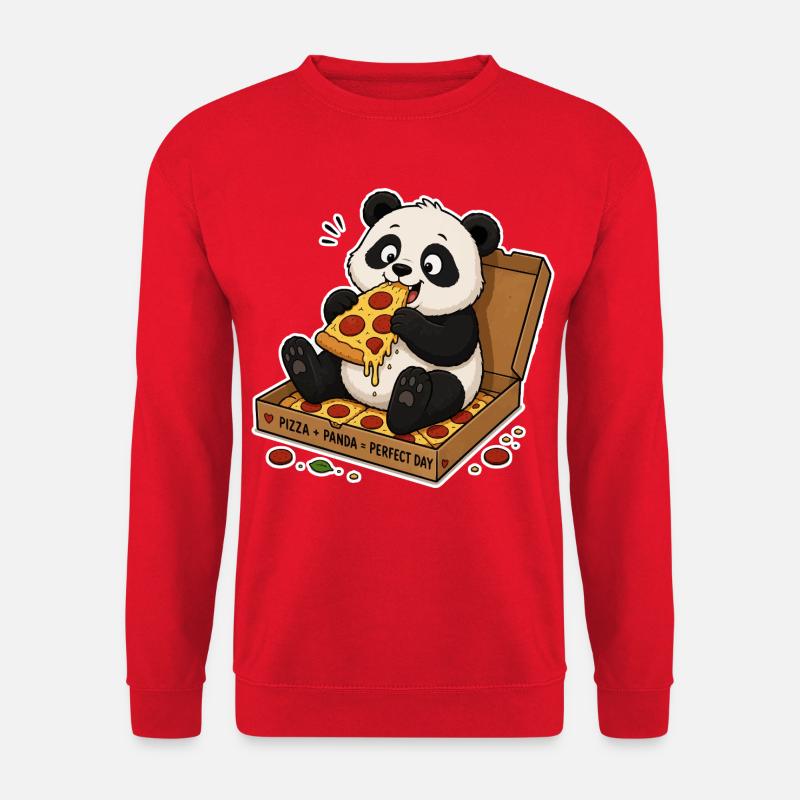 Kawaii Panda Pizza Parade - Unisex Pullover - Rot