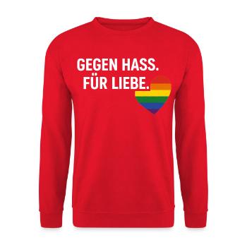 Pride Geschenk Gegen Hass Für Liebe Fans - Unisex Pullover - Rot - Vorne - Alina (178cm) & Michal (187cm)