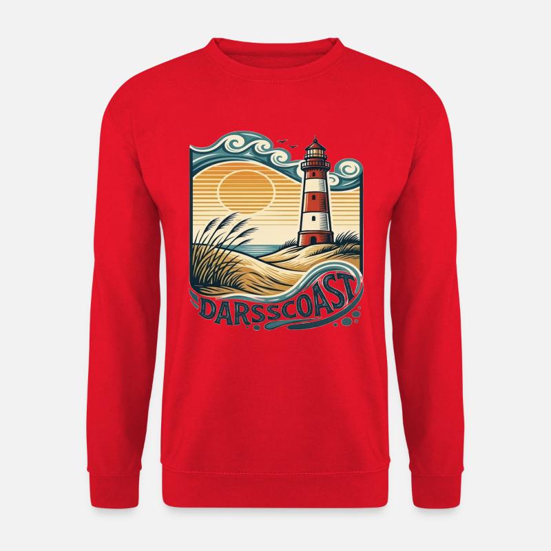 DarsCoast Leuchtturm Küstenwelle - Unisex Pullover - Rot