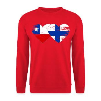 Chile Finland Flag Heart - Unisex Sweatshirt - red - Front - Alina (178cm) & Michal (187cm)