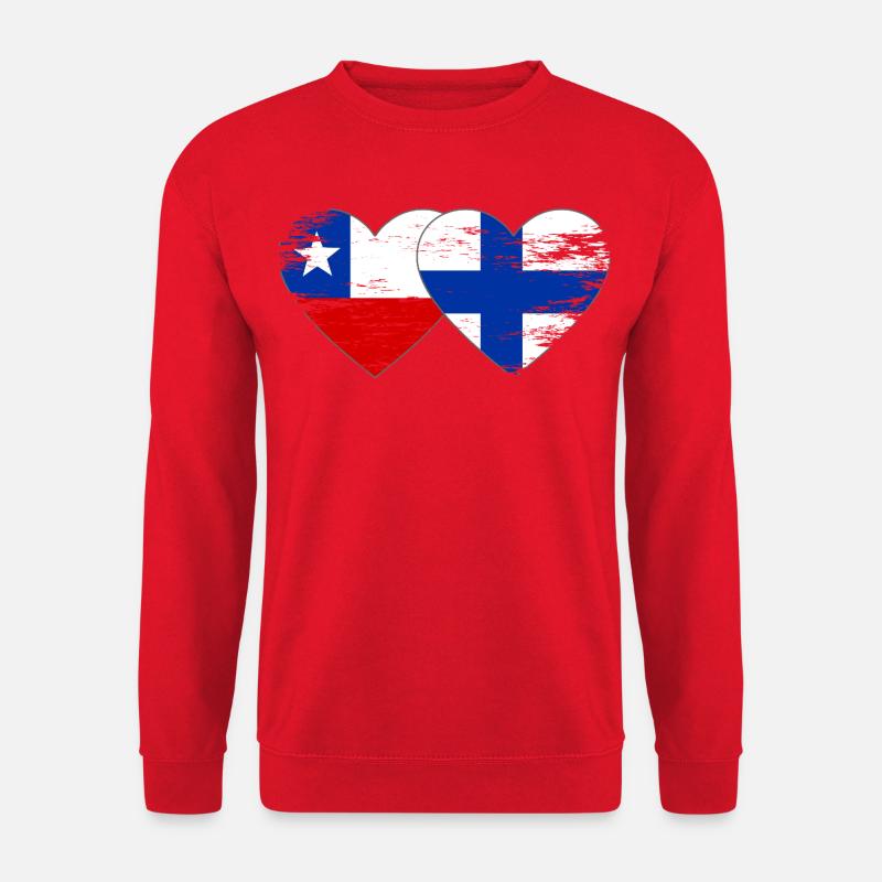 Chile Finnland Flagge Herz - Unisex Pullover - Rot