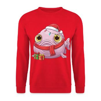 Drôle de Poisson-Blobfish - Noël avec... - Sweat-shirt Unisexe - rouge - Devant - Alina (178cm) & Michal (187cm)