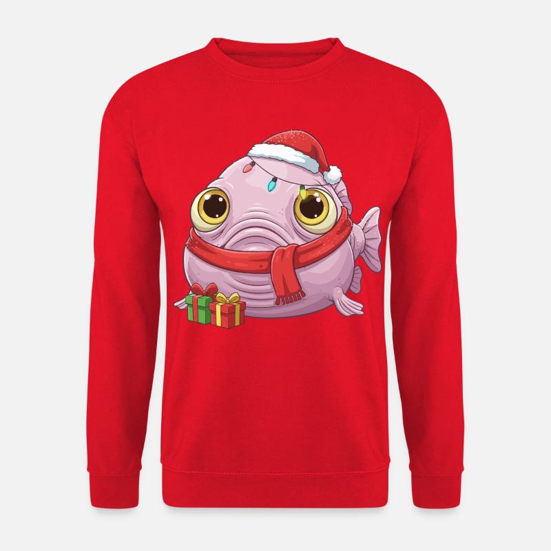 Funny Blobfish - Christmas Time with... - Unisex Sweatshirt - red